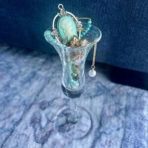 Mini Mystery Jewelry Jar: Vintage Inspired Turquoise/Blue/Golden Tone
